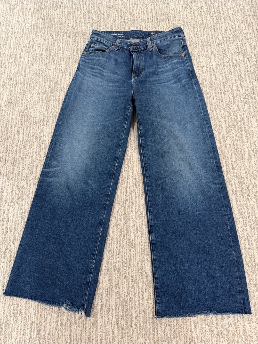 AG Adriano Goldschmied Saige crop Wide-Leg Dark Blue Jeans